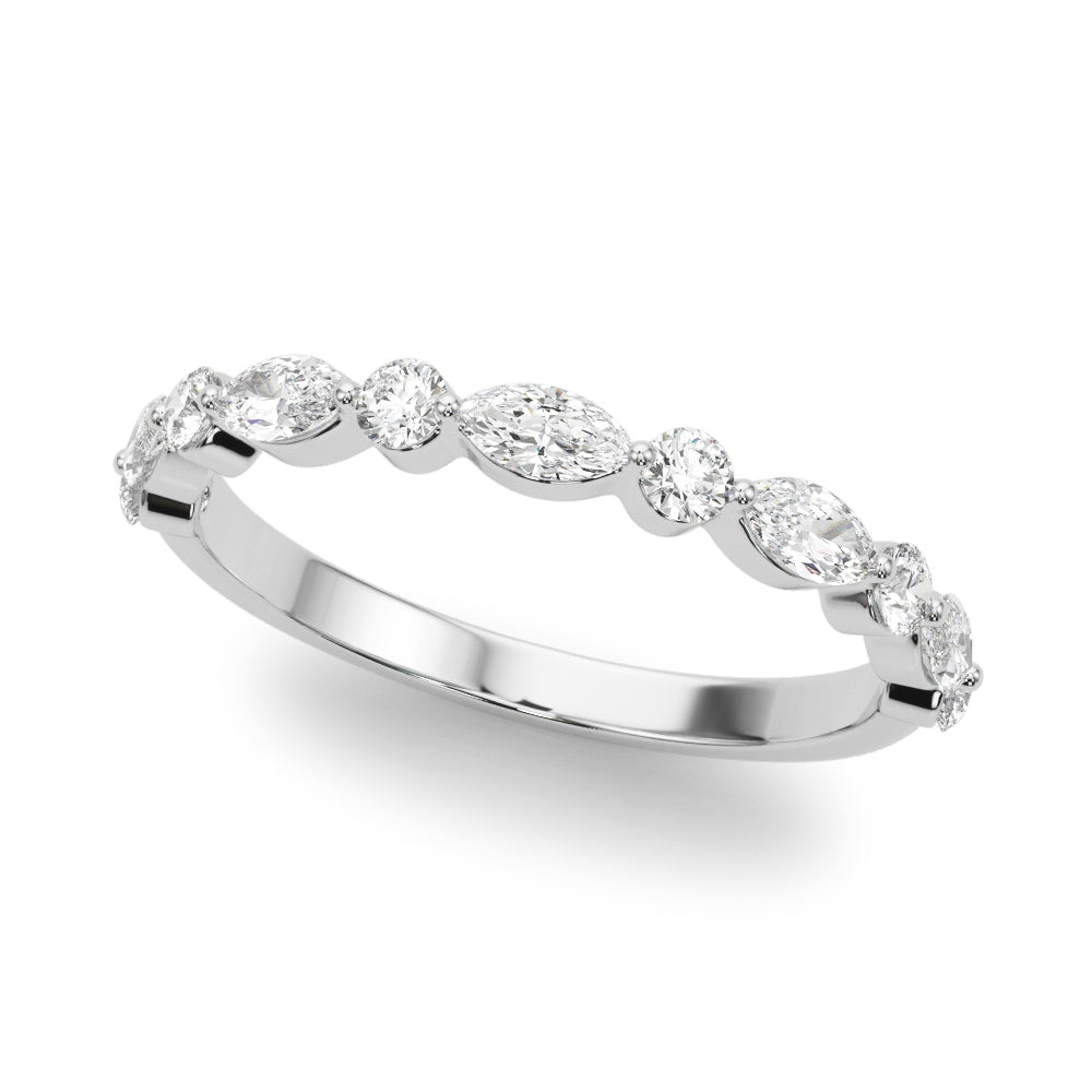 Alternating Marquise & Round Half Eternity Ring in Gold & Platinum