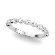 Alternating Marquise & Round Half Eternity Ring in Gold & Platinum