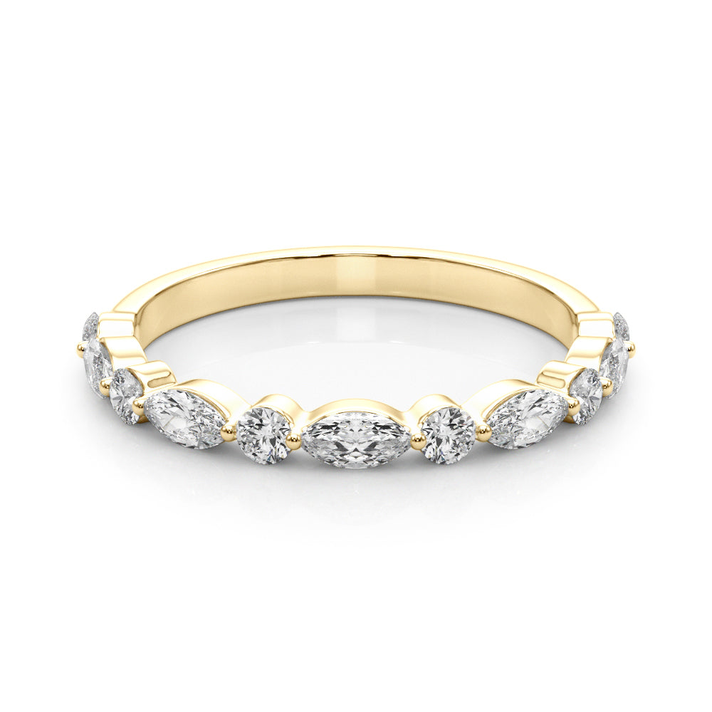 Alternating Marquise & Round Half Eternity Ring in Gold & Platinum