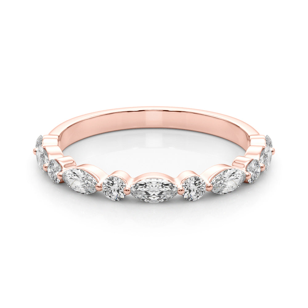 Alternating Marquise & Round Half Eternity Ring in Gold & Platinum