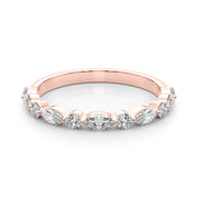 Alternating Marquise & Round Half Eternity Ring in Gold & Platinum