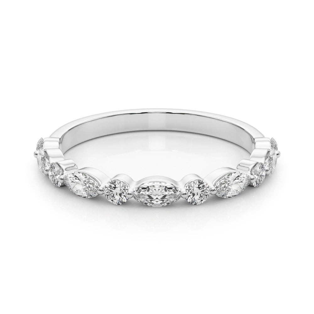 Alternating Marquise & Round Half Eternity Ring in Gold & Platinum