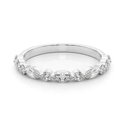 Alternating Marquise & Round Half Eternity Ring in Gold & Platinum