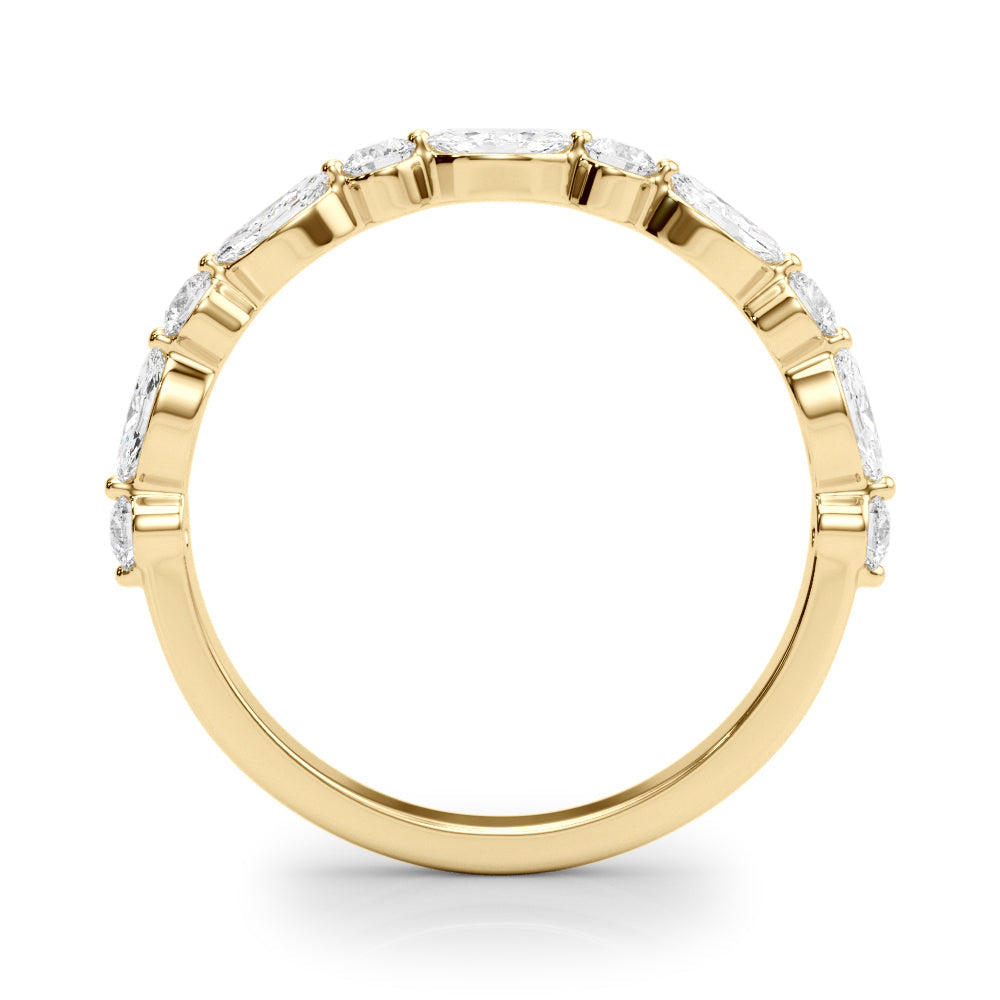 Alternating Marquise & Round Half Eternity Ring in Gold & Platinum