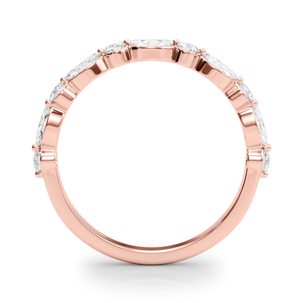 Alternating Marquise & Round Half Eternity Ring in Gold & Platinum