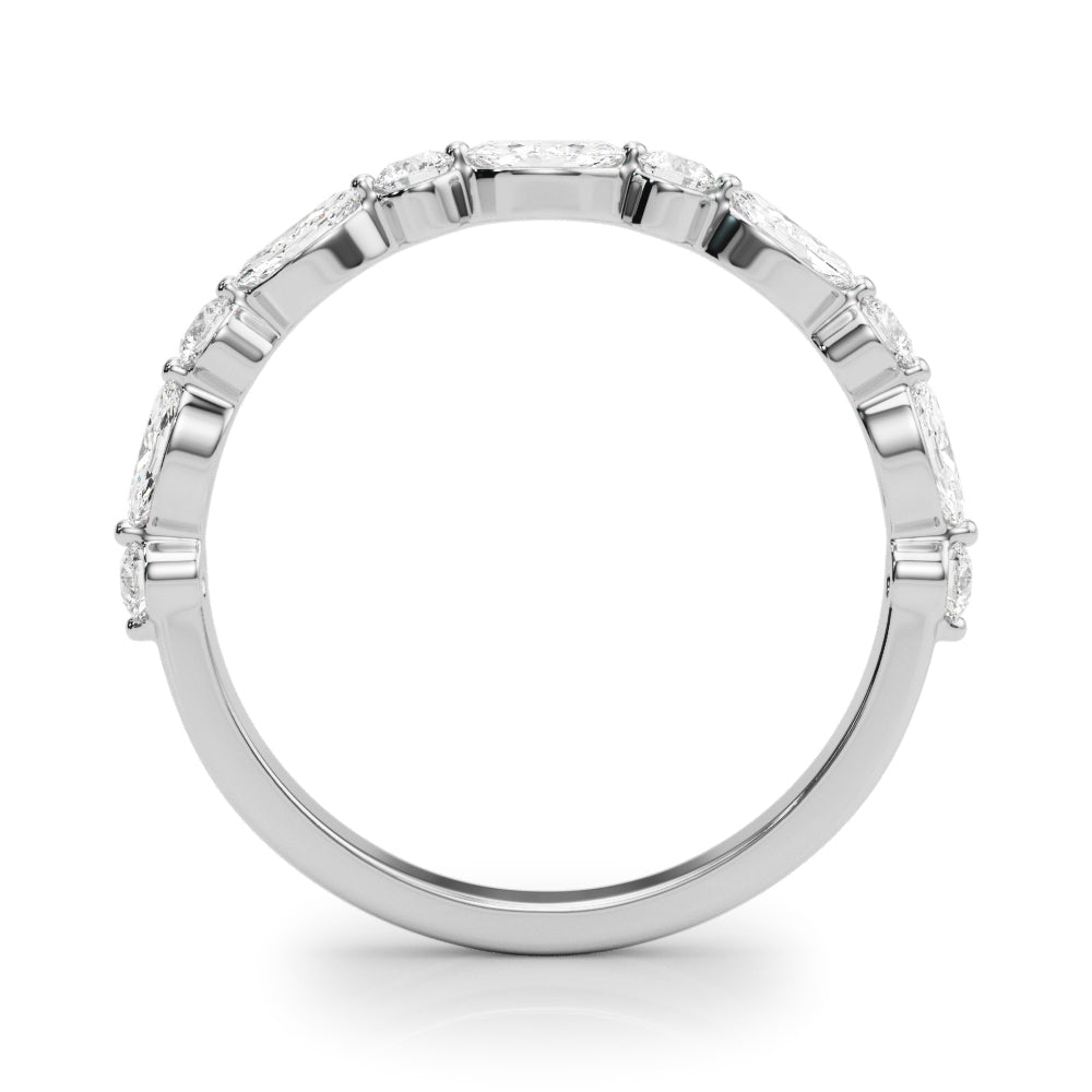 Alternating Marquise & Round Half Eternity Ring in Gold & Platinum