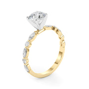 Brilliant Sidestone Marquise Diamond Engagement Ring in 10K/14K gold and platinum with certified lab-grown or natural diamonds
