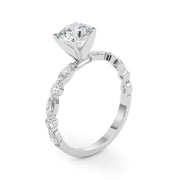 Brilliant Sidestone Marquise Diamond Engagement Ring in 10K/14K gold and platinum with certified lab-grown or natural diamonds