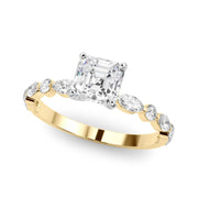 Brilliant Sidestone Marquise Diamond Engagement Ring in 10K/14K gold and platinum with certified lab-grown or natural diamonds