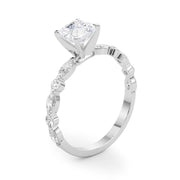 Brilliant Sidestone Marquise Diamond Engagement Ring in 10K/14K gold and platinum with certified lab-grown or natural diamonds