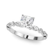 Brilliant Sidestone Marquise Diamond Engagement Ring in 10K/14K gold and platinum with certified lab-grown or natural diamonds