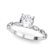 Brilliant Sidestone Marquise Diamond Engagement Ring in 10K/14K gold and platinum with certified lab-grown or natural diamonds