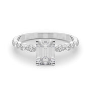 Brilliant Sidestone Marquise Diamond Engagement Ring in 10K/14K gold and platinum with certified lab-grown or natural diamonds