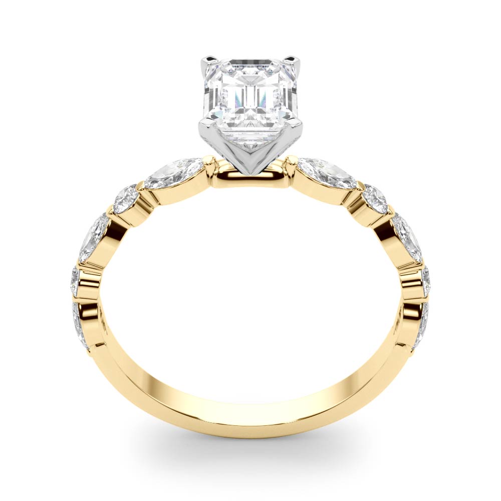 Brilliant Sidestone Marquise Diamond Engagement Ring in 10K/14K gold and platinum with certified lab-grown or natural diamonds