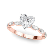 Brilliant Sidestone Marquise Diamond Engagement Ring in 10K/14K gold and platinum with certified lab-grown or natural diamonds