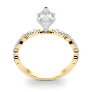 Brilliant Sidestone Marquise Diamond Engagement Ring in 10K/14K gold and platinum with certified lab-grown or natural diamonds