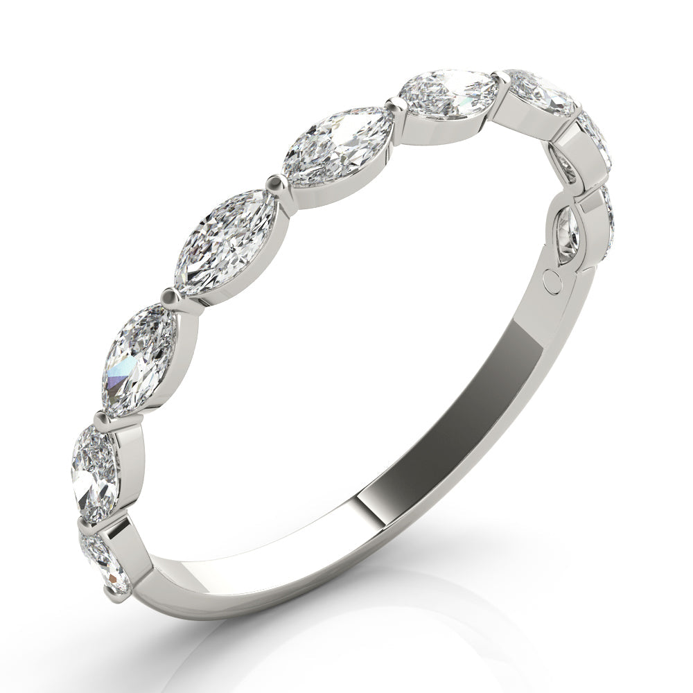 Shared Prong Marquise Half Eternity Ring in Gold & Platinum