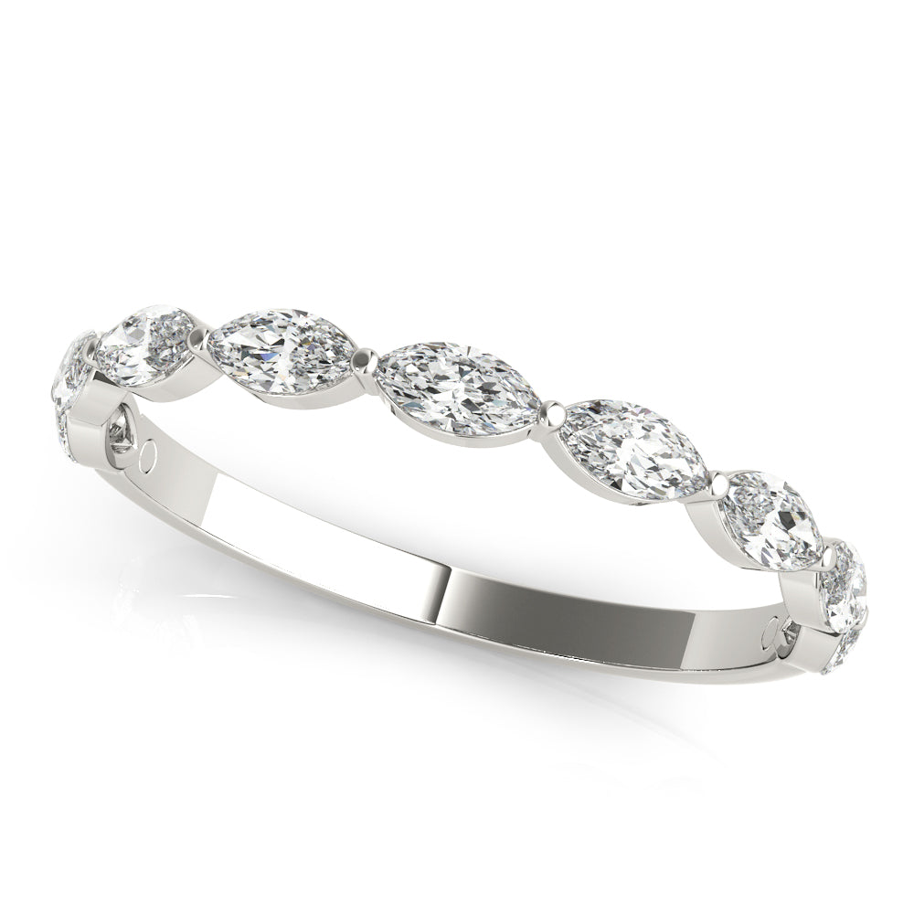 Shared Prong Marquise Half Eternity Ring in Gold & Platinum