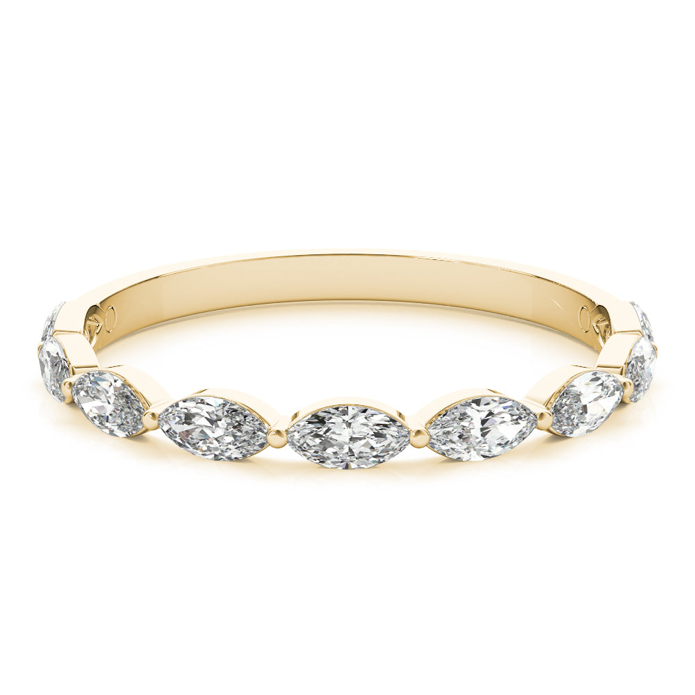 Shared Prong Marquise Half Eternity Ring in Gold & Platinum