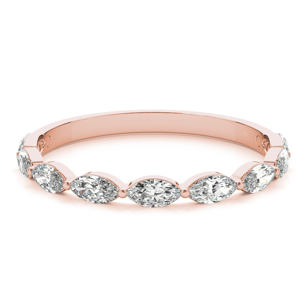 Shared Prong Marquise Half Eternity Ring in Gold & Platinum