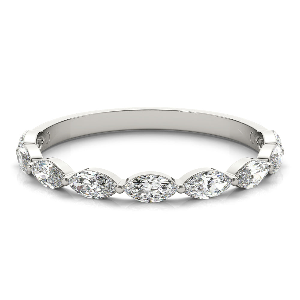 Shared Prong Marquise Half Eternity Ring in Gold & Platinum