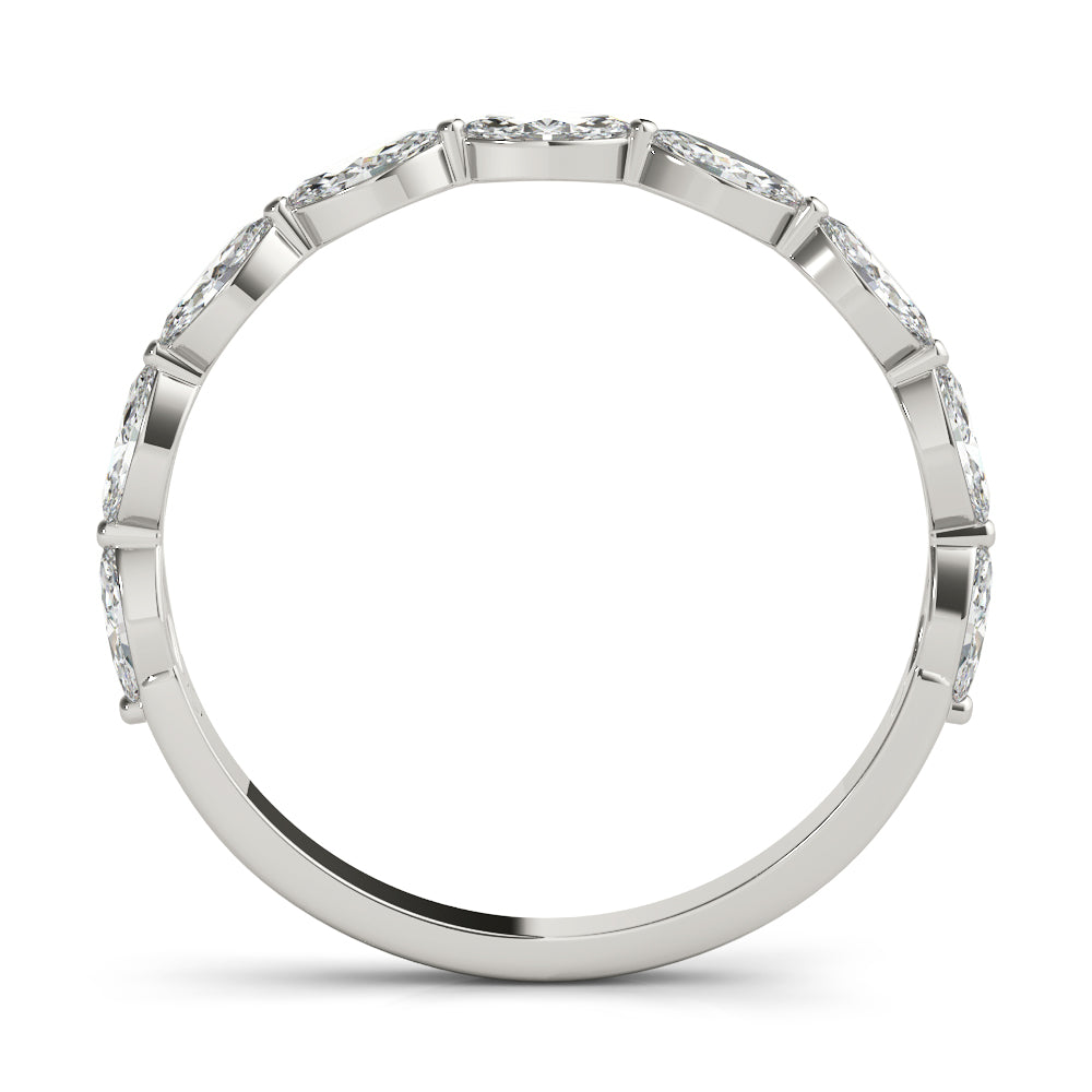 Shared Prong Marquise Half Eternity Ring in Gold & Platinum