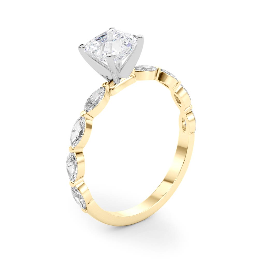 Majestic Sidestone Marquise Diamond Engagement Ring in 10K/14K gold and platinum with certified lab-grown or natural diamonds