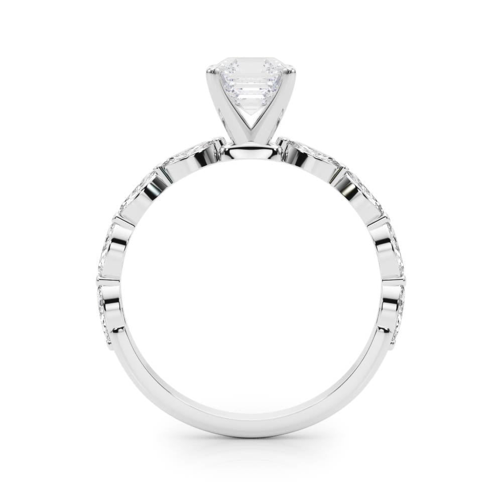 Majestic Sidestone Marquise Diamond Engagement Ring in 10K/14K gold and platinum with certified lab-grown or natural diamonds