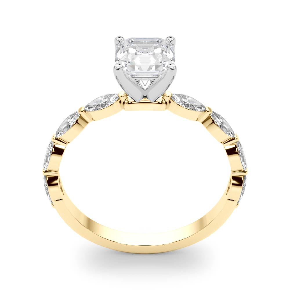 Majestic Sidestone Marquise Diamond Engagement Ring in 10K/14K gold and platinum with certified lab-grown or natural diamonds