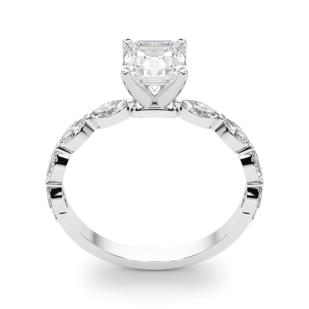 Majestic Sidestone Marquise Diamond Engagement Ring in 10K/14K gold and platinum with certified lab-grown or natural diamonds