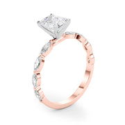 Majestic Sidestone Marquise Diamond Engagement Ring in 10K/14K gold and platinum with certified lab-grown or natural diamonds