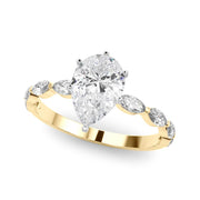 Majestic Sidestone Marquise Diamond Engagement Ring in 10K/14K gold and platinum with certified lab-grown or natural diamonds
