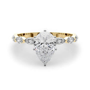 Majestic Sidestone Marquise Diamond Engagement Ring in 10K/14K gold and platinum with certified lab-grown or natural diamonds