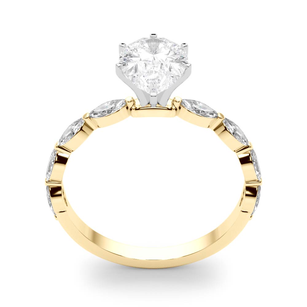 Majestic Sidestone Marquise Diamond Engagement Ring in 10K/14K gold and platinum with certified lab-grown or natural diamonds