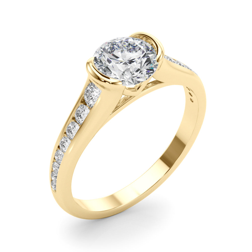 Vintage-Inspired Center Round Diamond Engagement Ring in 10K/14K gold and platinum with certified lab-grown or natural diamonds