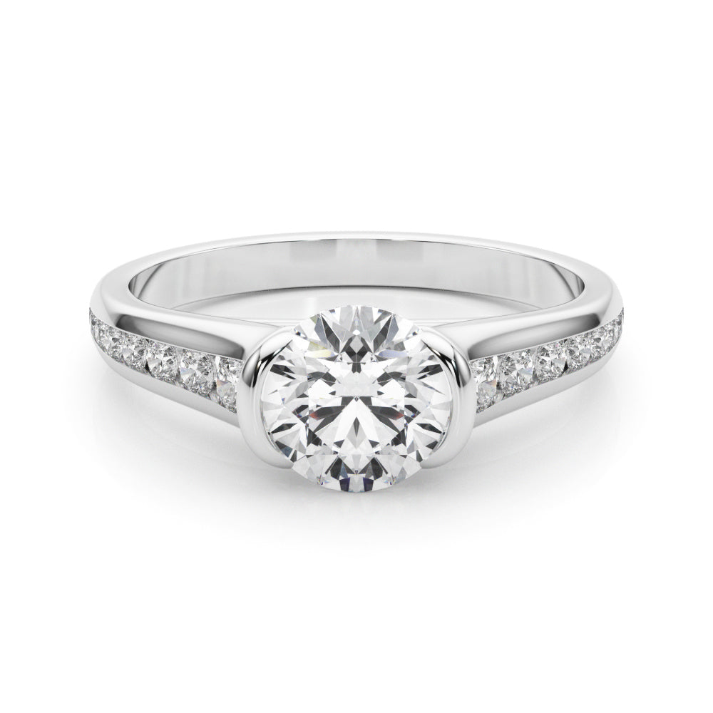 Vintage-Inspired Center Round Diamond Engagement Ring in 10K/14K gold and platinum with certified lab-grown or natural diamonds