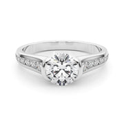 Vintage-Inspired Center Round Diamond Engagement Ring in 10K/14K gold and platinum with certified lab-grown or natural diamonds