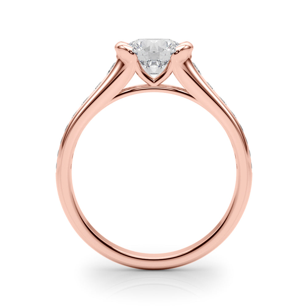 Vintage-Inspired Center Round Diamond Engagement Ring in 10K/14K gold and platinum with certified lab-grown or natural diamonds