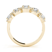 5-Stone Round Halo Half Eternity Ring in Gold & Platinum