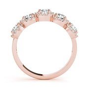 5-Stone Round Halo Half Eternity Ring in Gold & Platinum