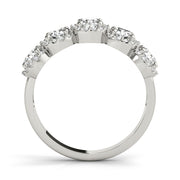 5-Stone Round Halo Half Eternity Ring in Gold & Platinum