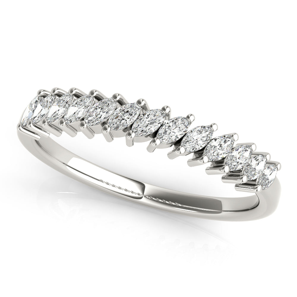 Marquise Stackable Half Eternity Ring in Gold & Platinum