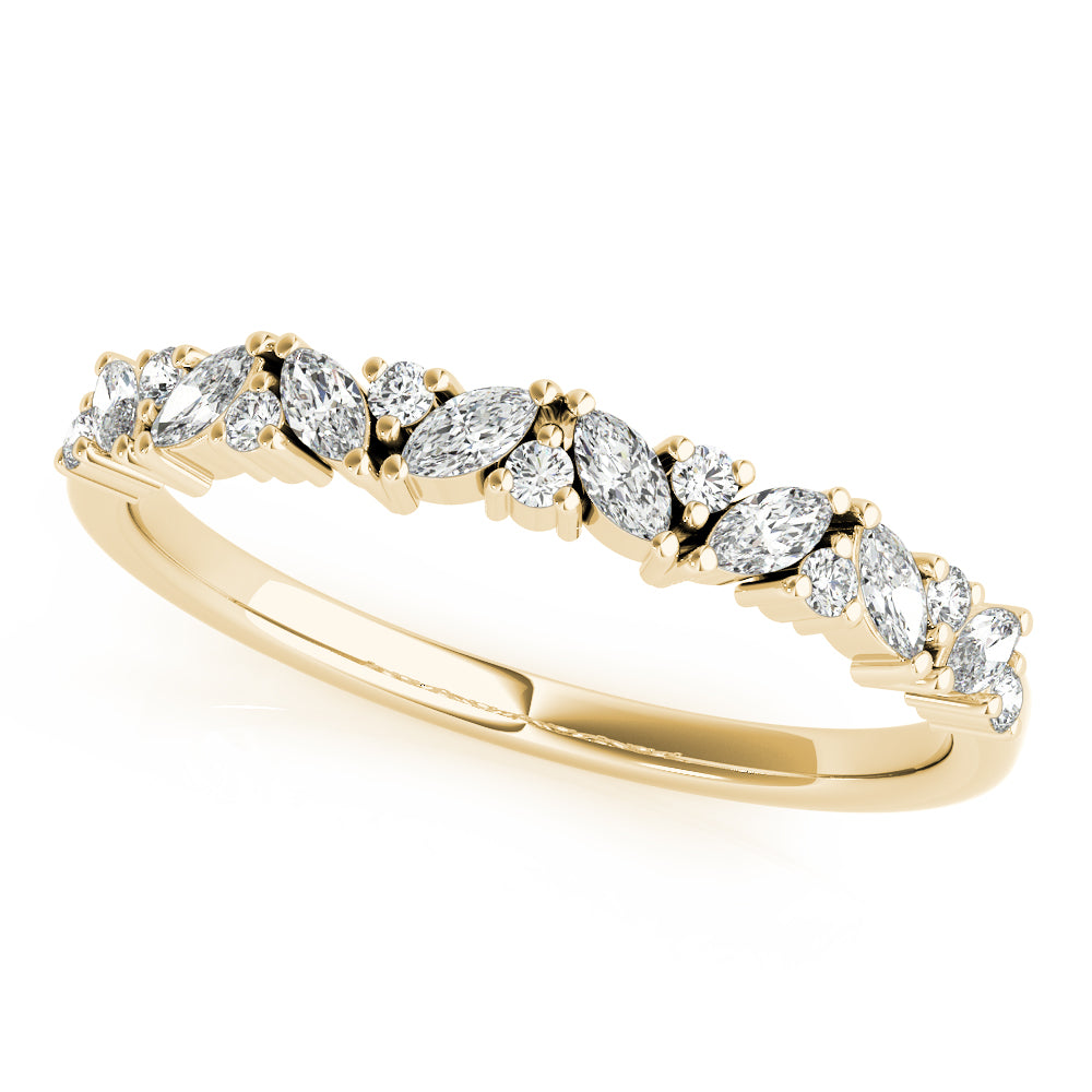 Alternating Round & Marquise Diamond Half Eternity Ring in 10K/14K gold and platinum with certified lab-grown or natural diamonds