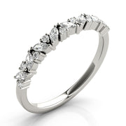 Alternating Round & Marquise Diamond Half Eternity Ring in Gold & Platinum