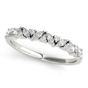 Alternating Round & Marquise Diamond Half Eternity Ring in Gold & Platinum