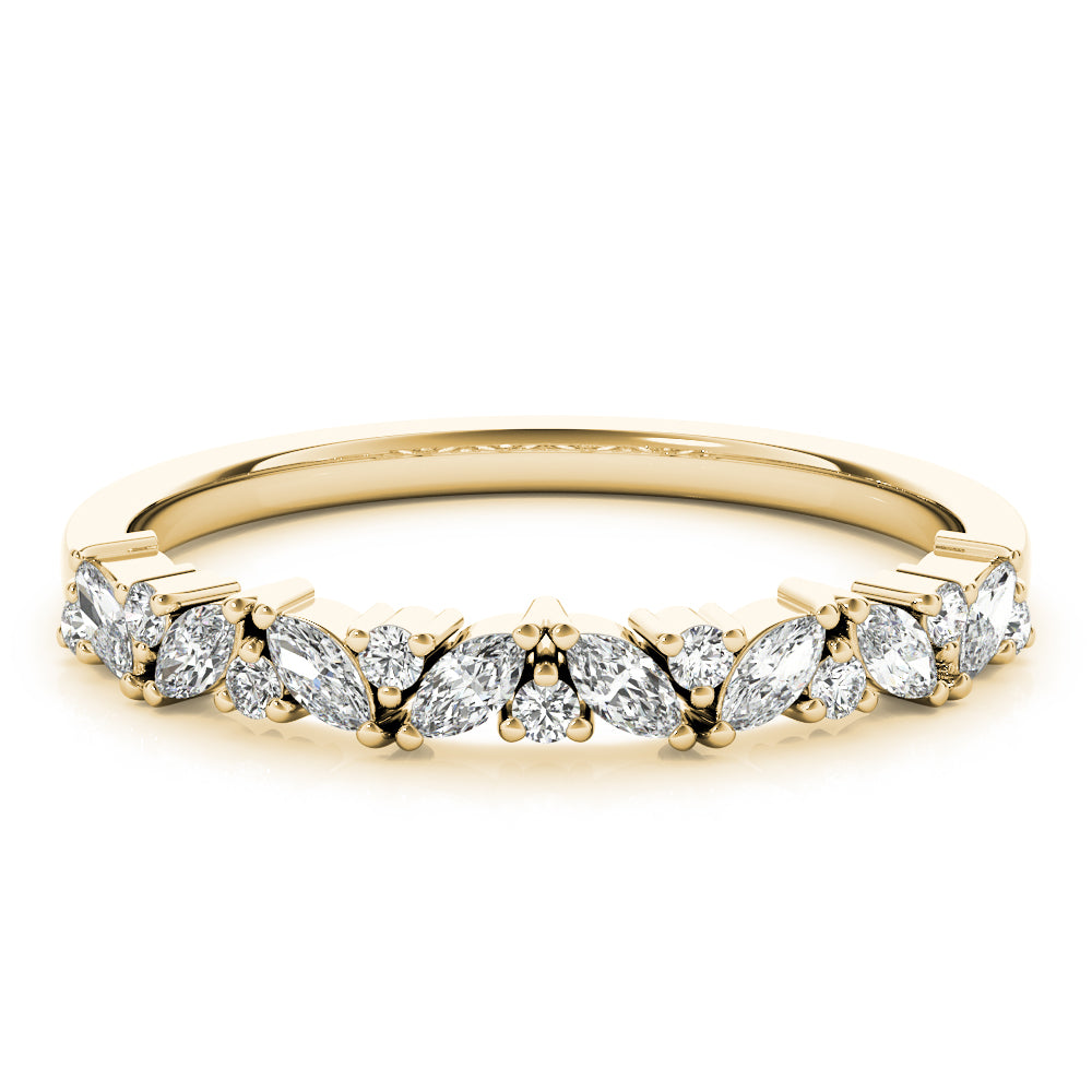 Alternating Round & Marquise Diamond Half Eternity Ring in Gold & Platinum