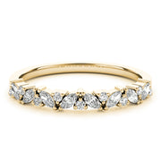 Alternating Round & Marquise Diamond Half Eternity Ring in Gold & Platinum