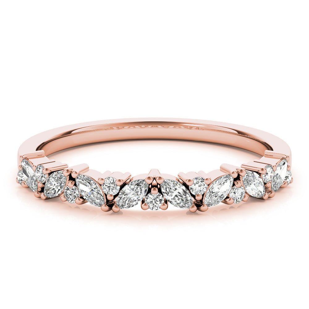 Alternating Round & Marquise Diamond Half Eternity Ring in Gold & Platinum