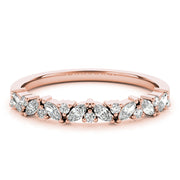 Alternating Round & Marquise Diamond Half Eternity Ring in Gold & Platinum