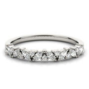 Alternating Round & Marquise Diamond Half Eternity Ring in Gold & Platinum